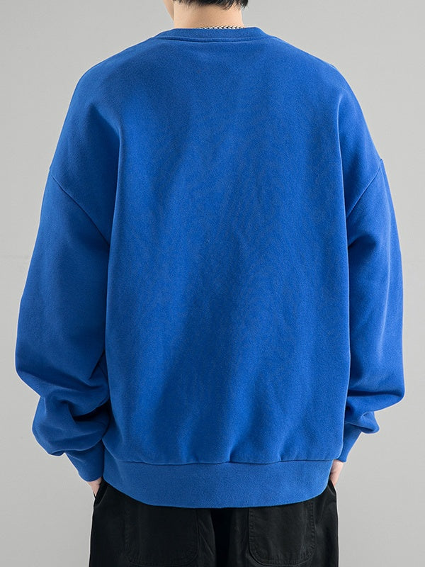 All-match Crew Neck Loose Solid Color Hood Sweatshirts&Hoodies