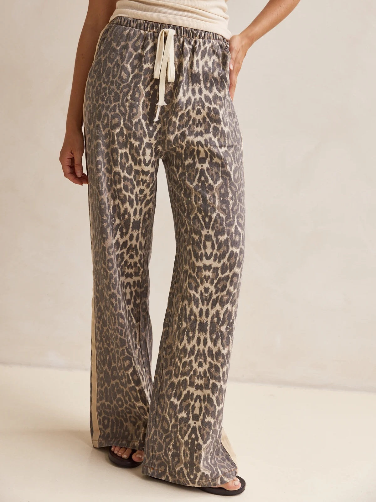 Leopard Print Lapel Retro Pocket Denim 2-piece Sets