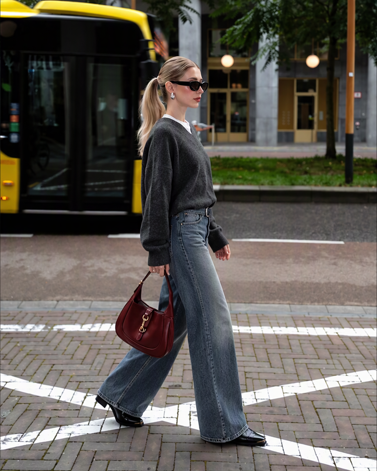 American Casual Denim Flared Trousers