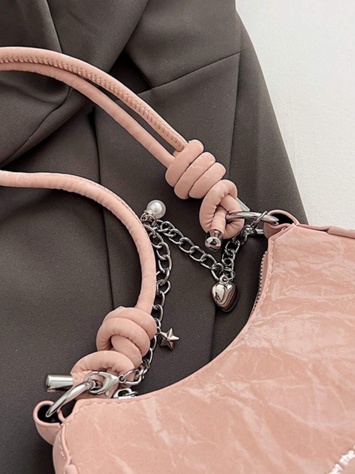 Heart-shaped Metal Chain Crossbody Bag