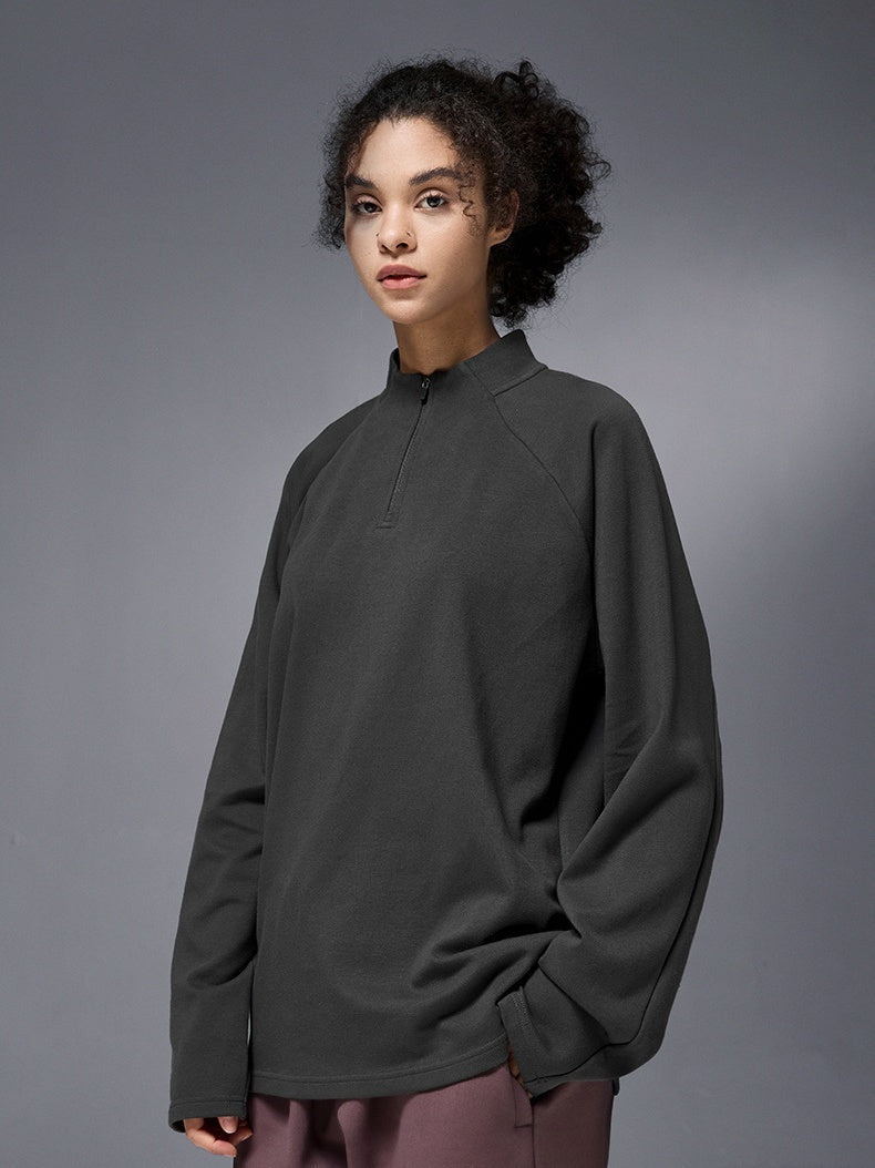 Liber Autumn Neutral wear Zipper decoration Solid Color T-shirts