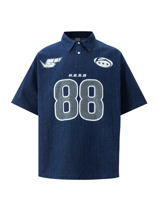 Rhinestone-studded Number No. 88 Polo Shirts