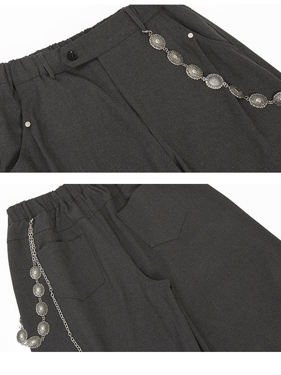 Baggy Pleated Drape Loose Straight Pants