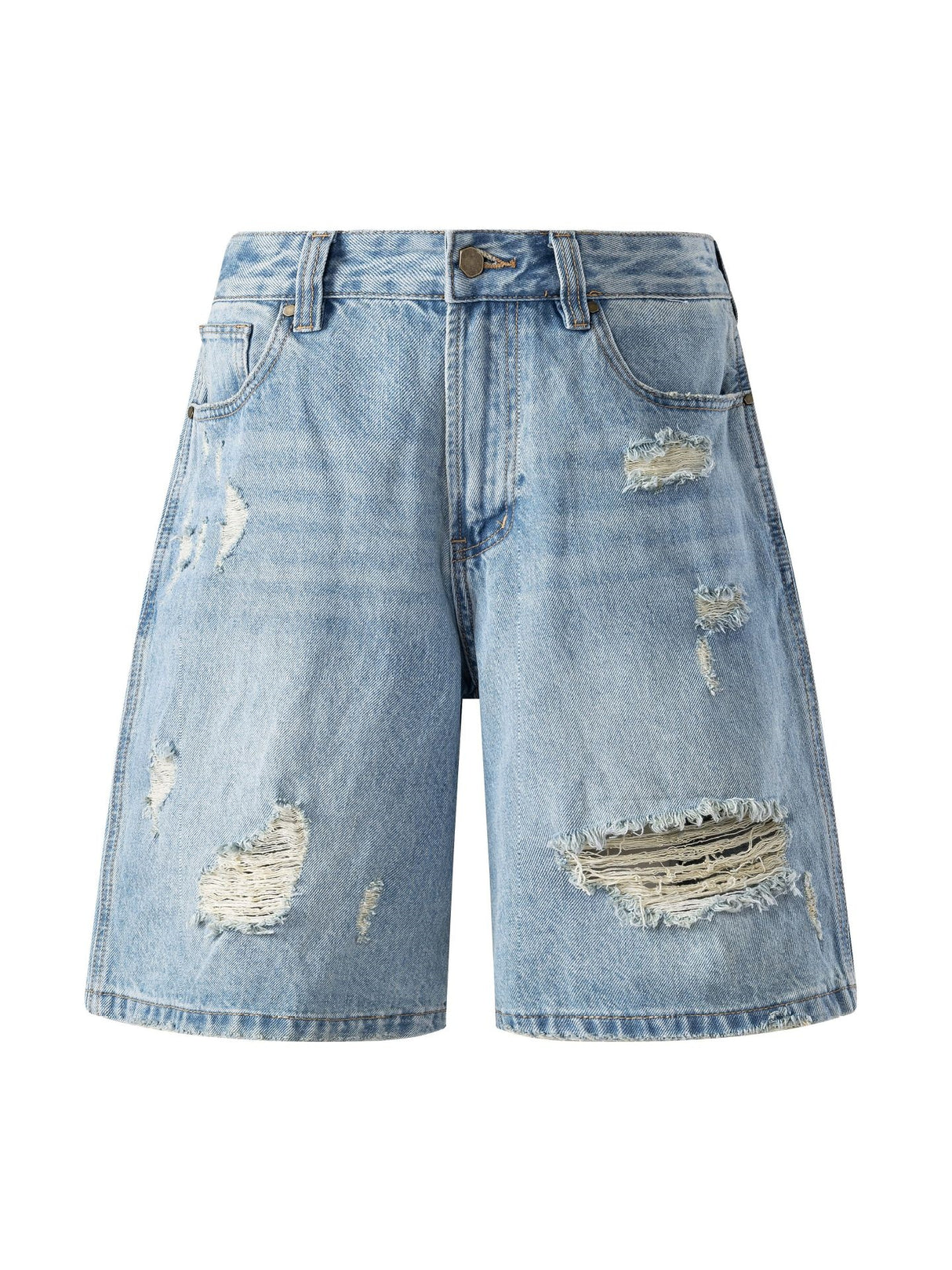 Washed Hole Denim Shorts