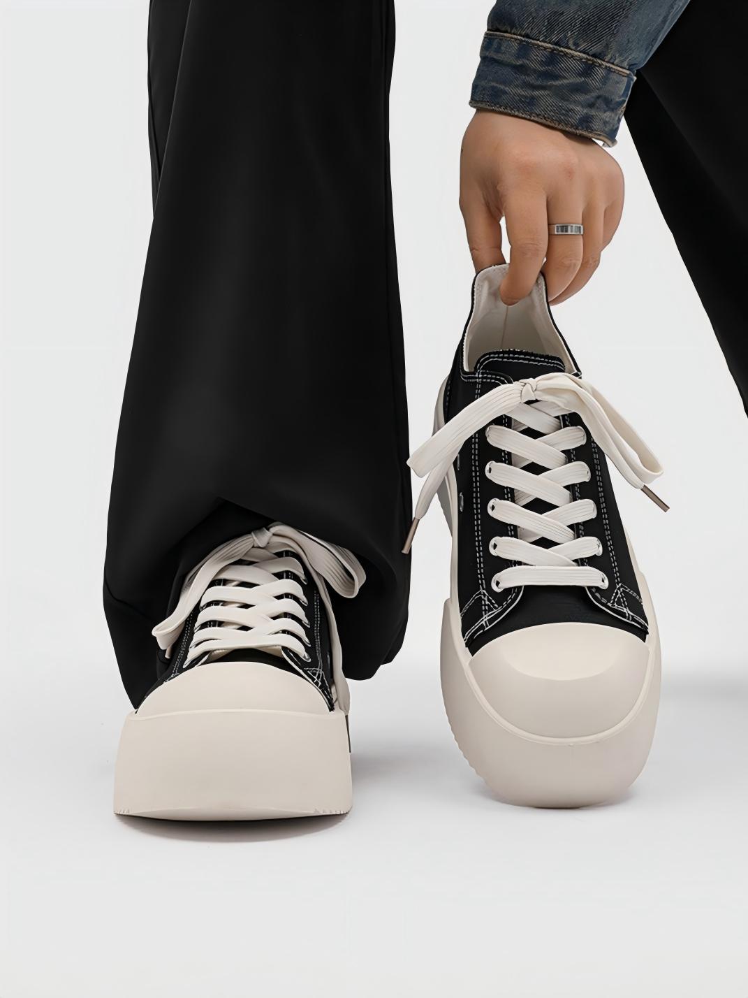 Retro Platform Color-blocked Canvas Shoes