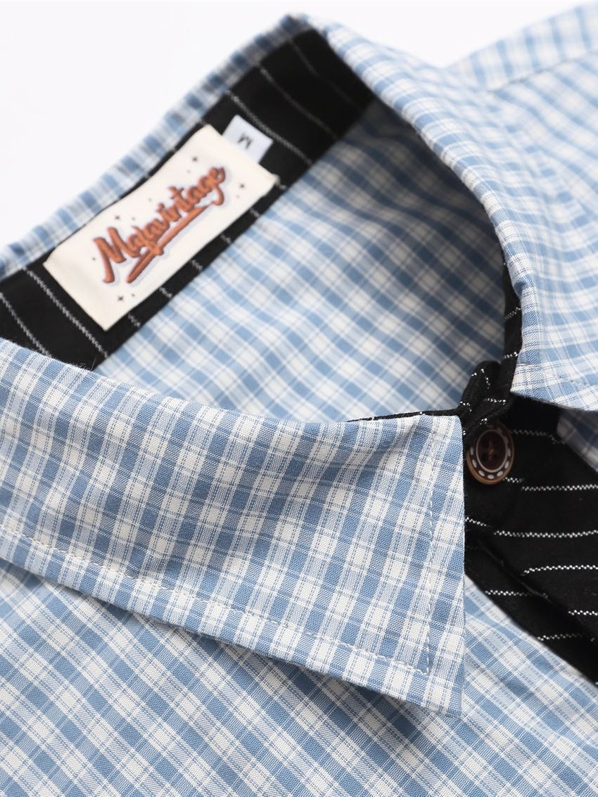 Liber Autumn Neutral wear Tie Plaid Shirts