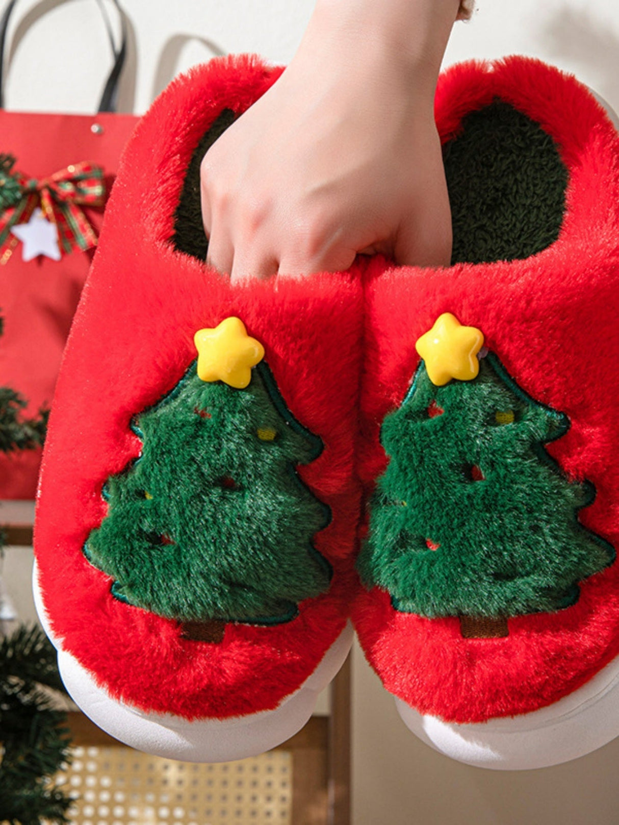 Christmas Tree Colorblock Platform Slippers