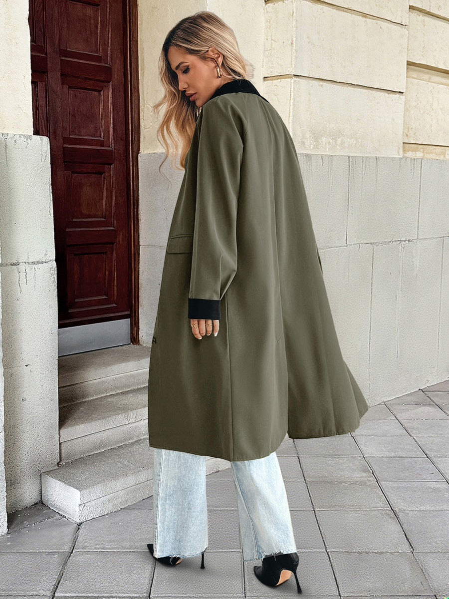 Women's Long green contrast trench coat