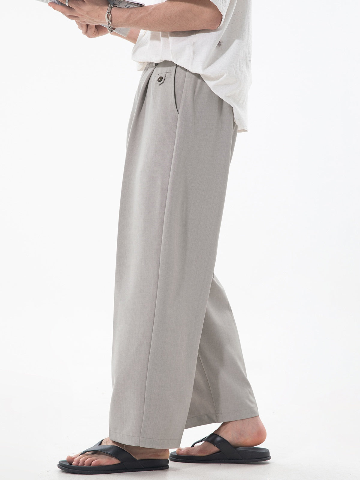 Gathering Old Money Style Nine Points Dress Pants Pants