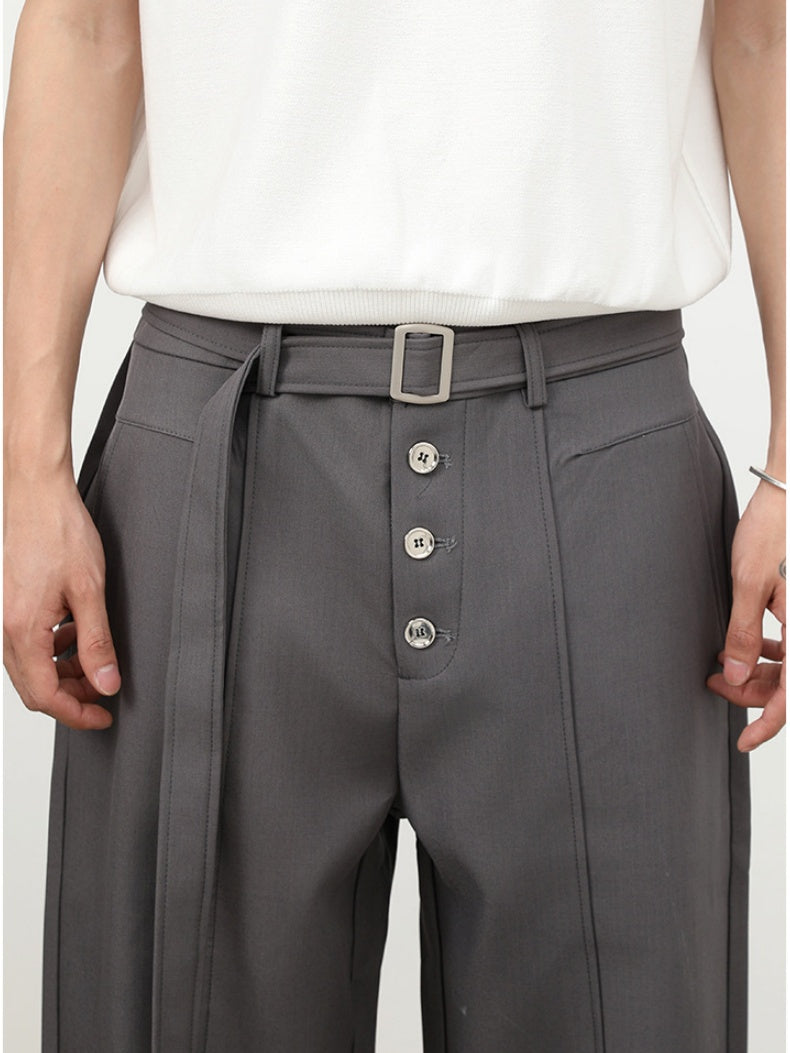 Stereo Multiple Buttons Straight-fit Dress Pants Pants