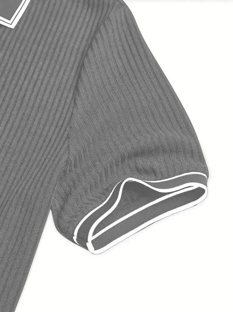 Color Matching Stripes Polo Shirt