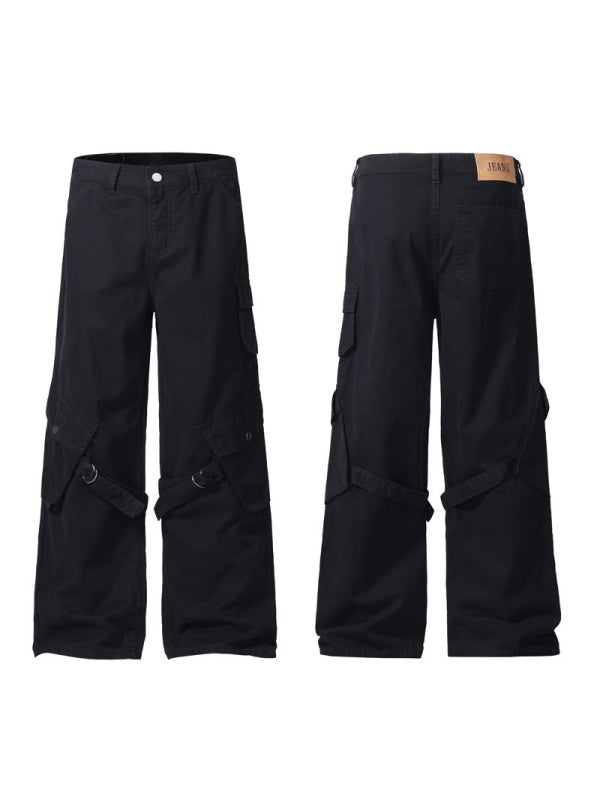 Baggy Straight-Leg Patch-Pocket Cargo Pants
