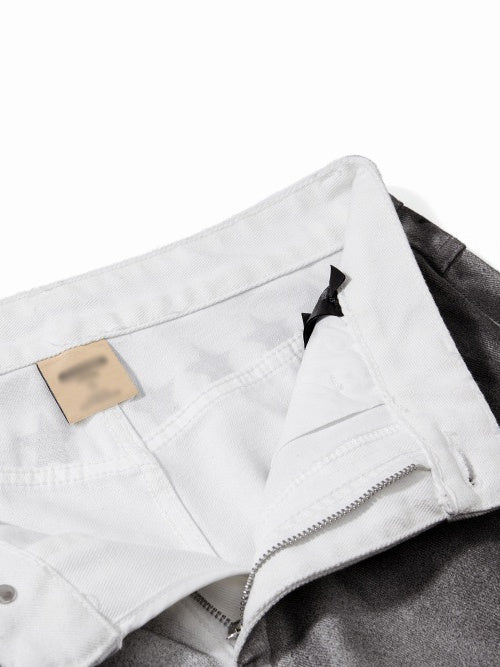 Post-apocalyptic Heavy Industry Distressed Wide-leg Punk Letter Printed Straight-fit Cargo Trousers