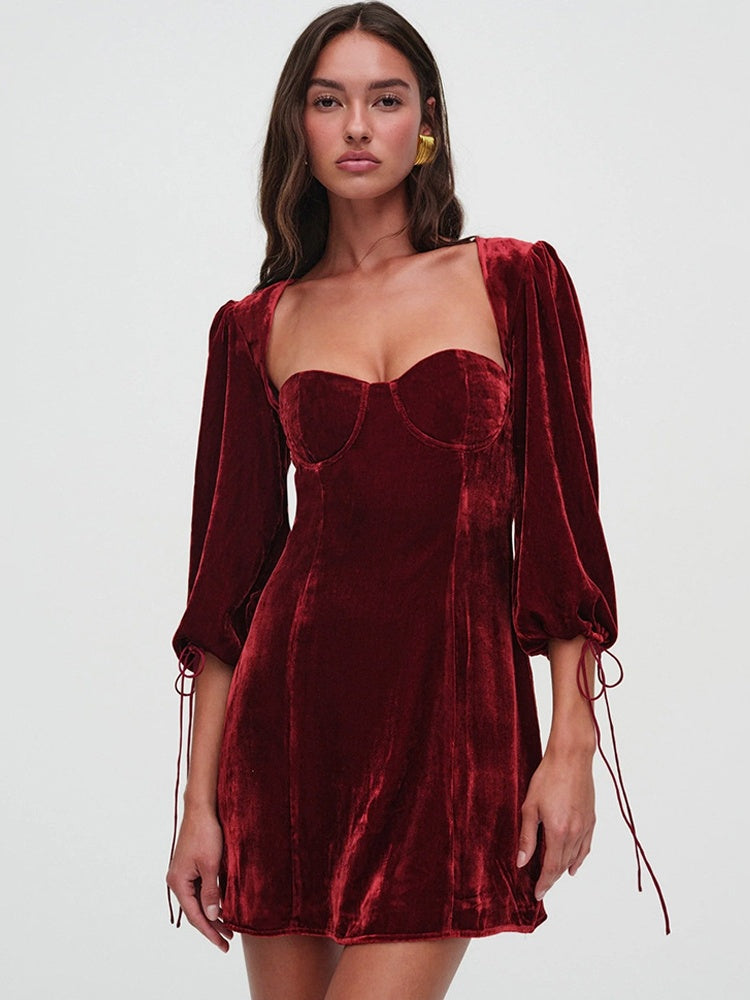 Christmas Cuff Tie Sexy Backless Design Hip Mini&Short Dresses