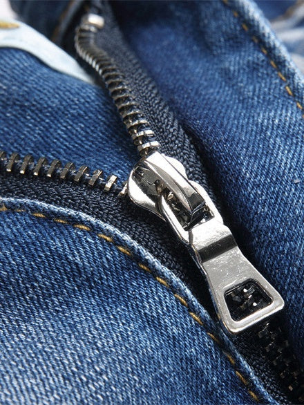 Punk Blue Heavy Craftsmanship Slim Stretch Ripped Patch Skinny Jeans