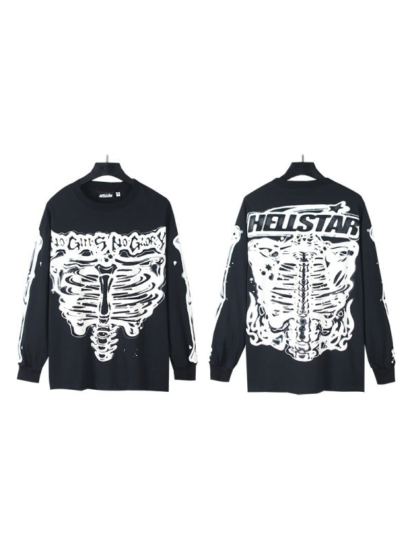 Dark Printed High Street Loose Long-sleeved T-shirt