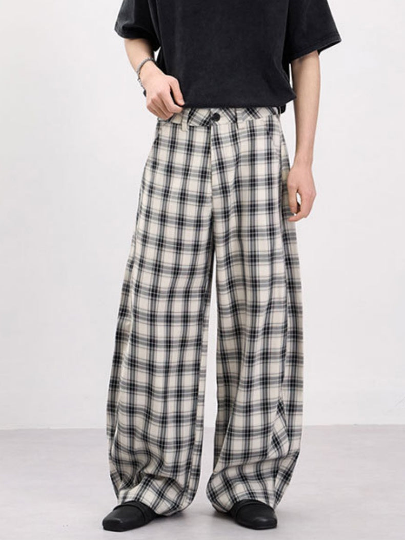 Old Money Style Plaid Machete Baggy Dress Pants Pants