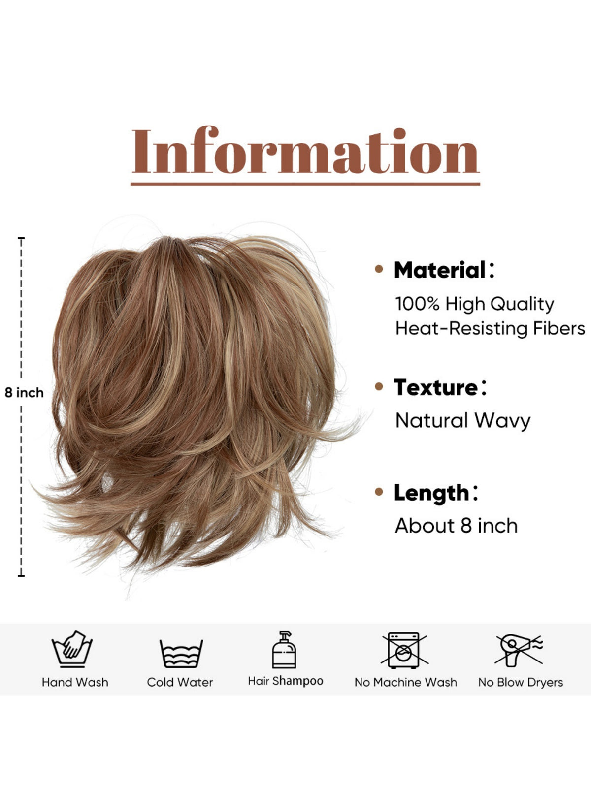 Short, Curled Ponytail Wig With Clip