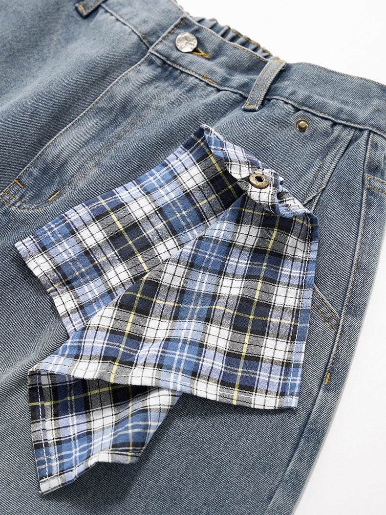 Removable Square Scarf Washing Old Casual Jeans