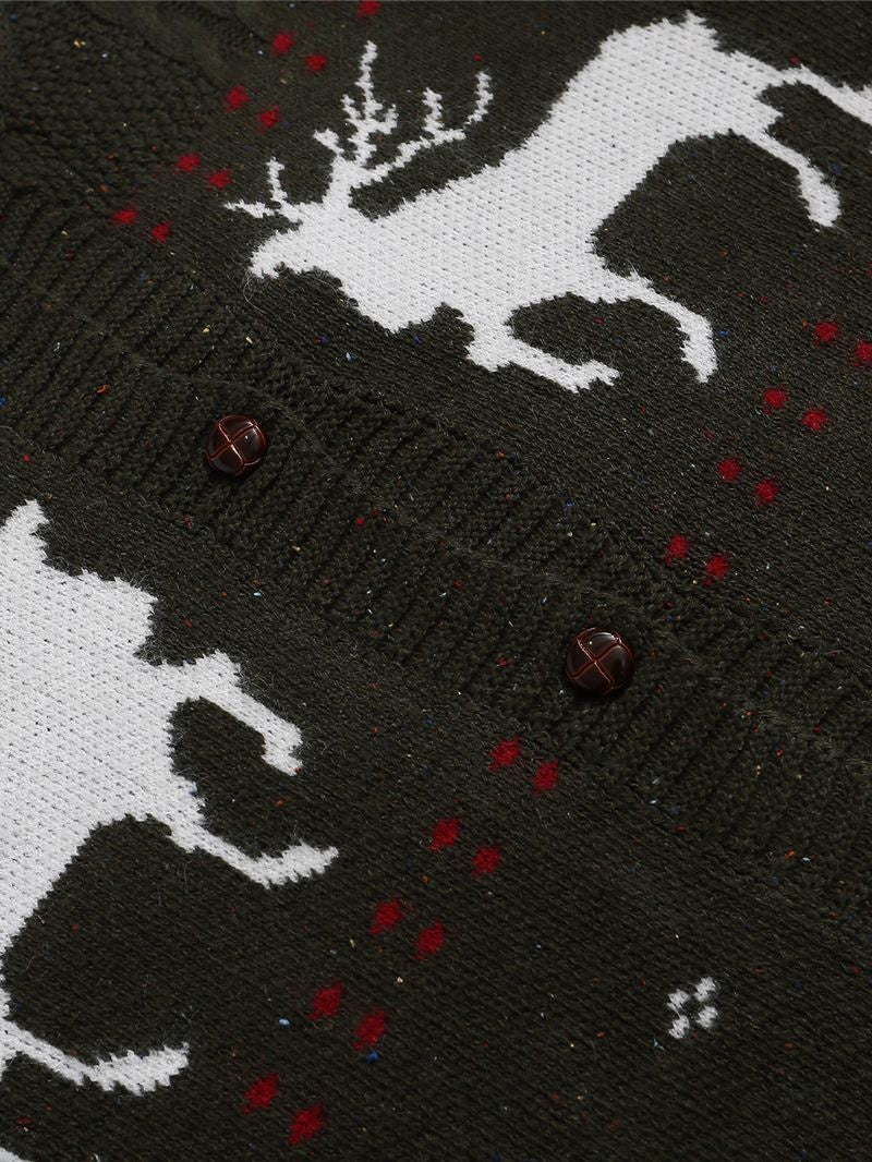 Christmas Retro Elk Jacquard Sweaters Cardigan