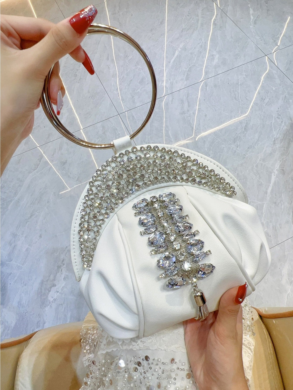 Liber Four Seasons ACC Pleated Diamond Cloud Bag