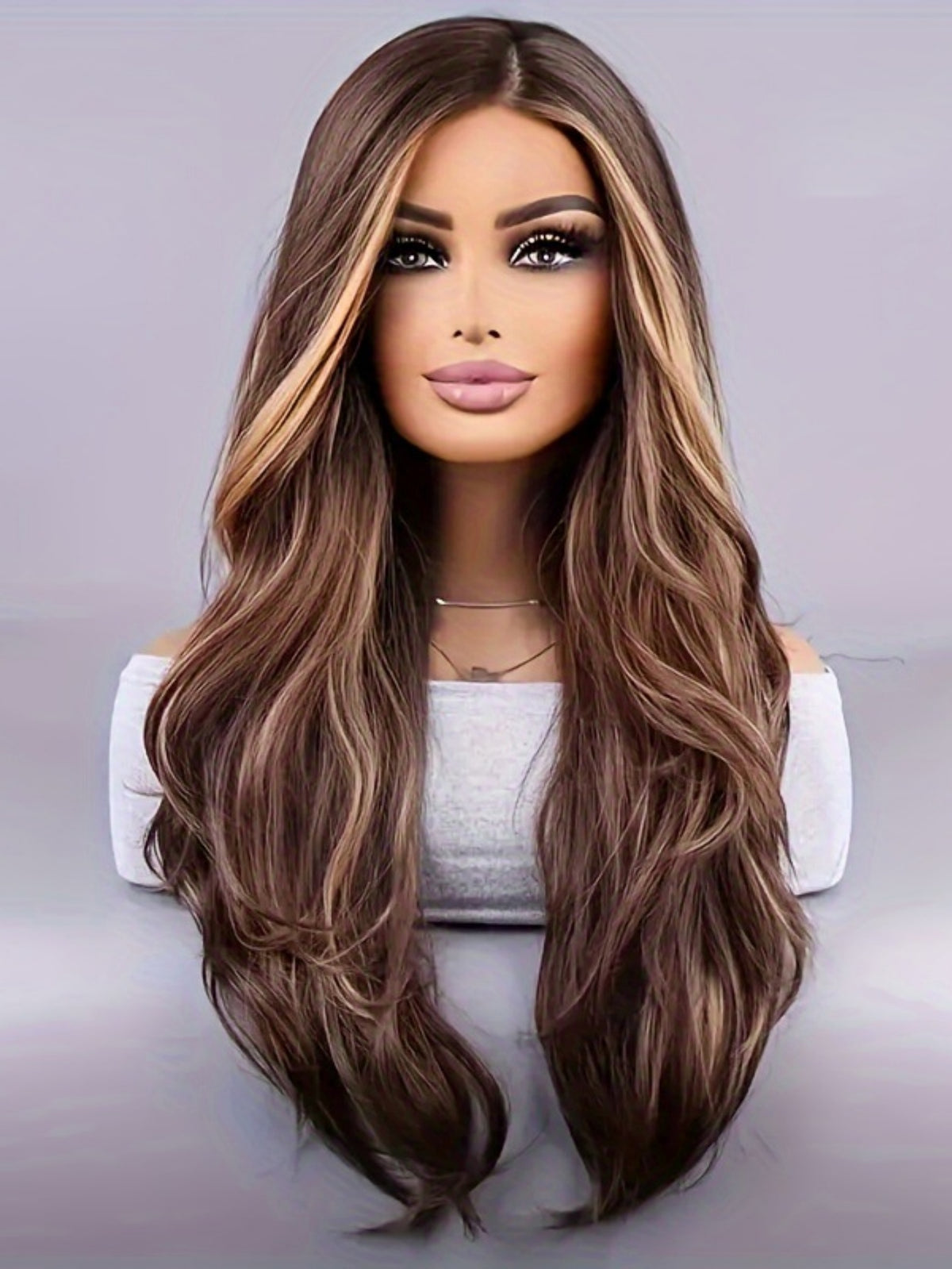 Synthetic Fiber Long Wavy Curl Wig