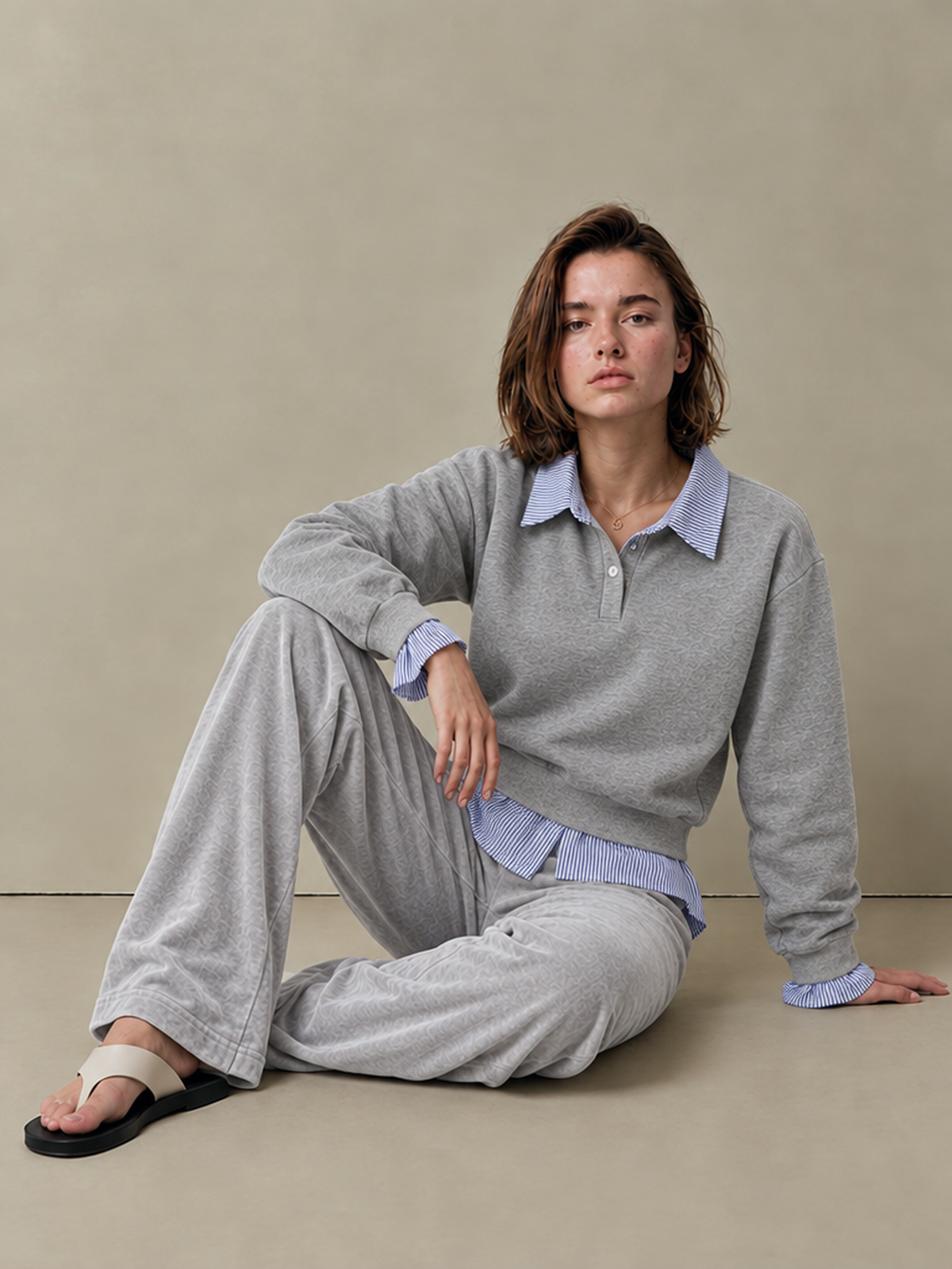 Striped Faux Two-piece Patchwork Sweatshirt