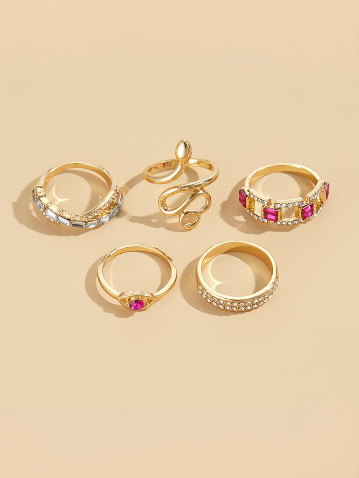 Diamond-encrusted Snake Ring Set