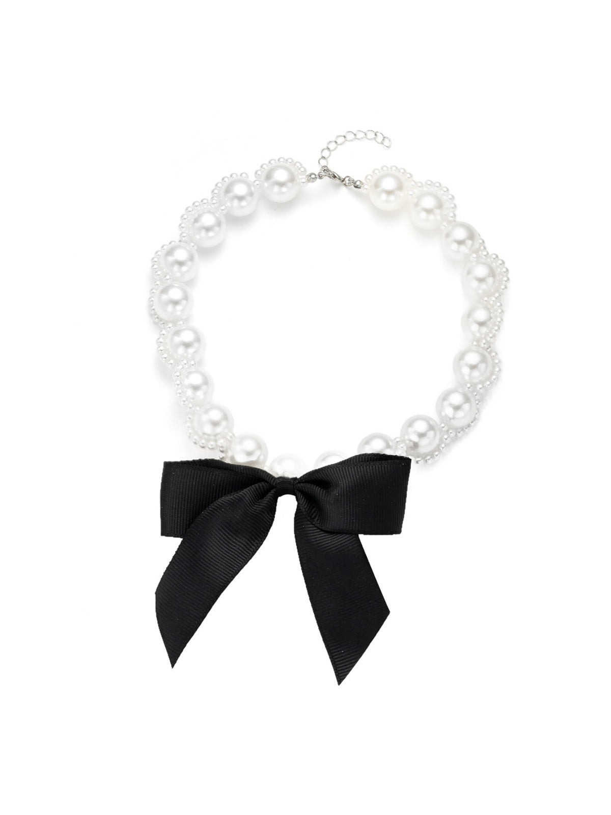 Imitation Pearl Ribbon Bow Necklace