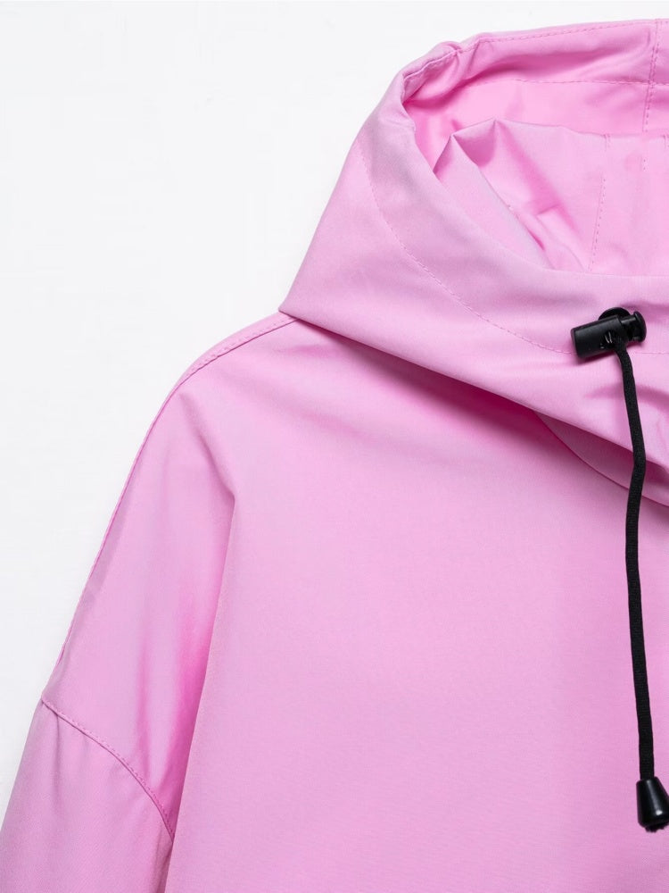 Casual Workwear Style Hooded Pocket Zipper Jacket