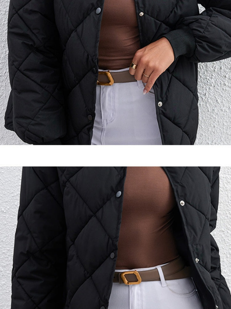 Women's Diamond Button Pocket Short Down Jacket