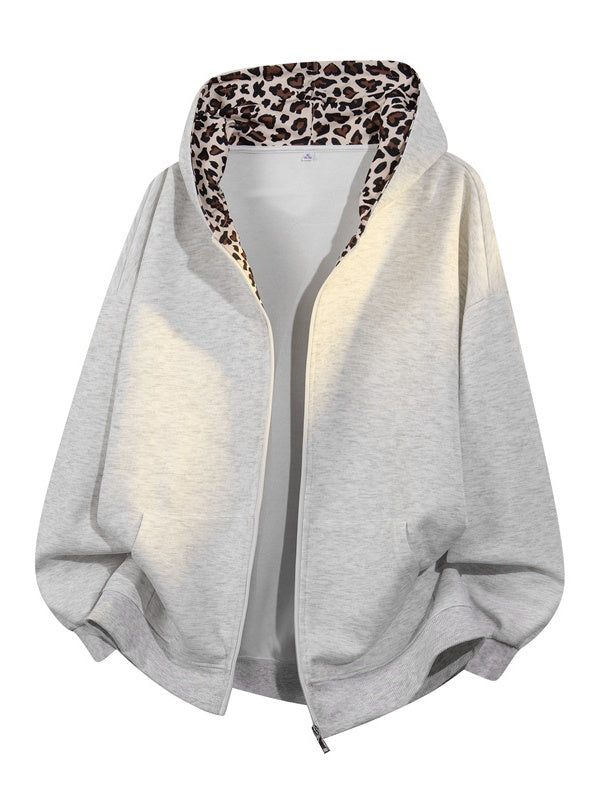 Leopard Print Patchwork Hoodies