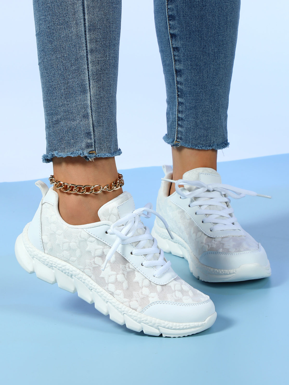 Floral Mesh Women's Casual Sneakers