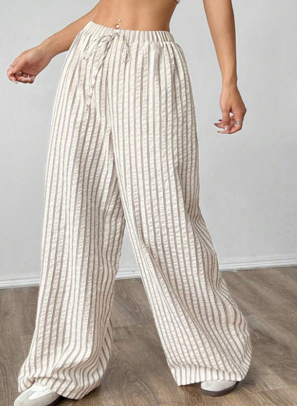 Striped Casual Straight-leg Versatile Trousers