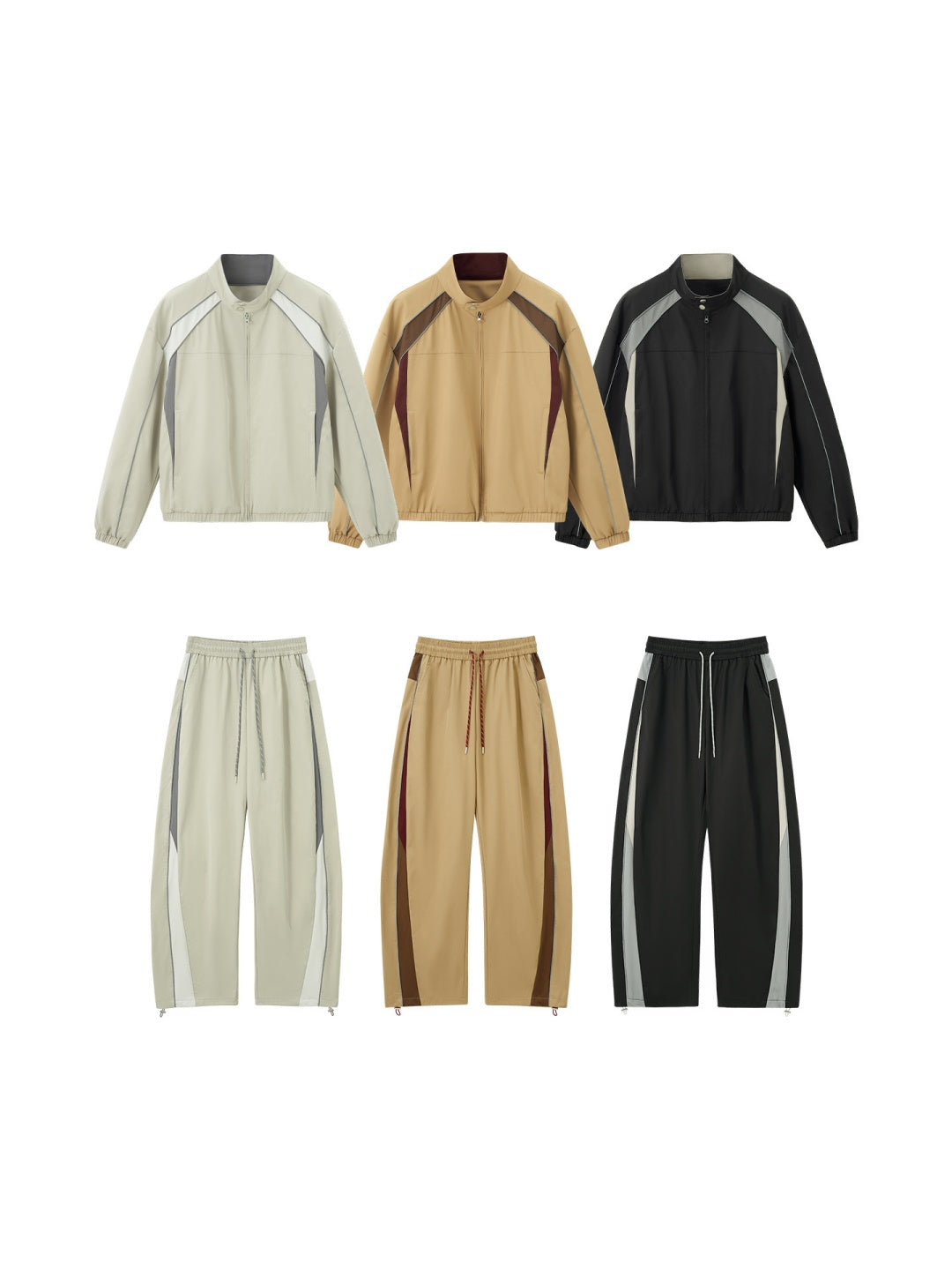 Function Retro Sports Racing Suit Jackets Wide-leg Pants Set