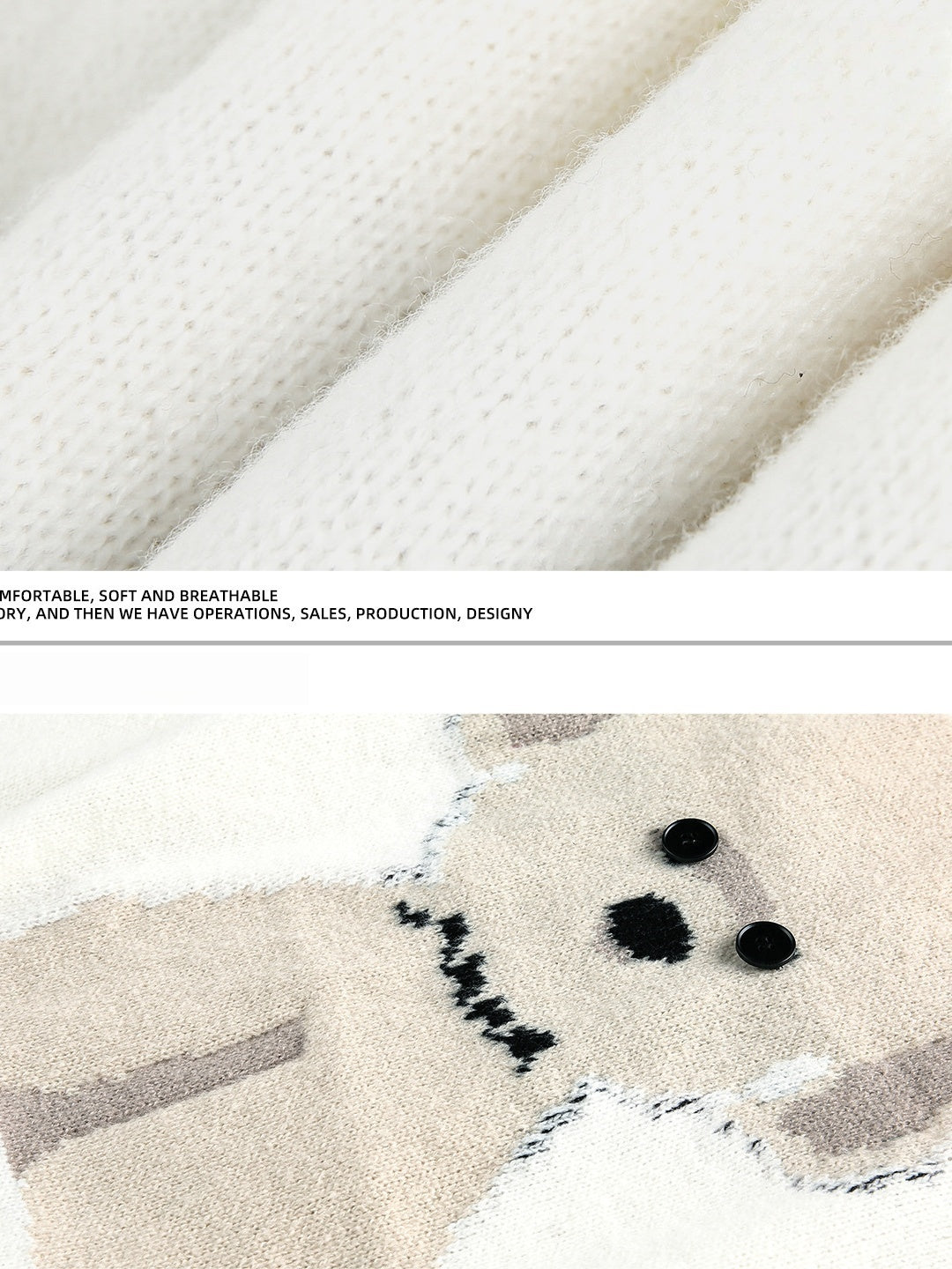 Cartoon Puppy Texture Keep Warm Crew Neck Sweater