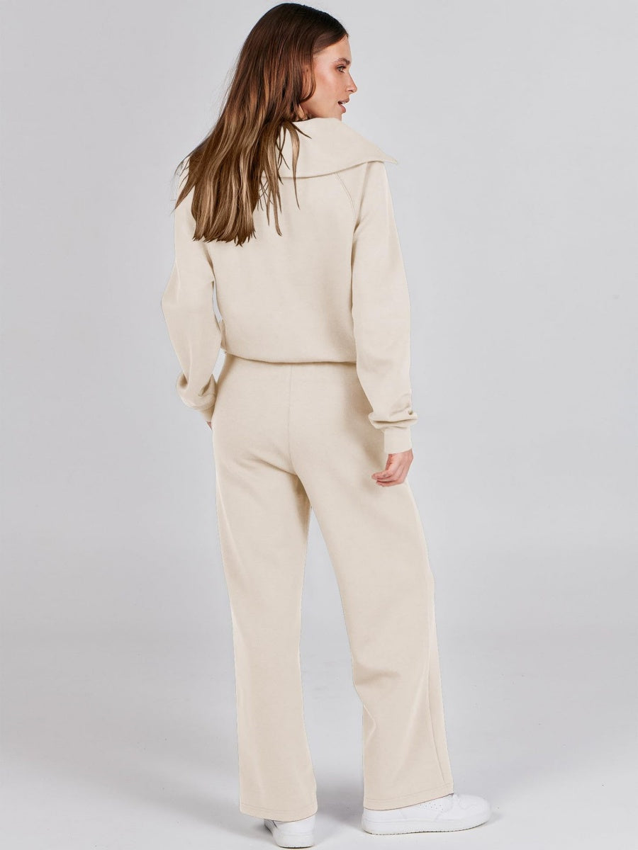 Ensembles 2 pièces Liber Automne pour femmes, fermeture éclair, couleur unie