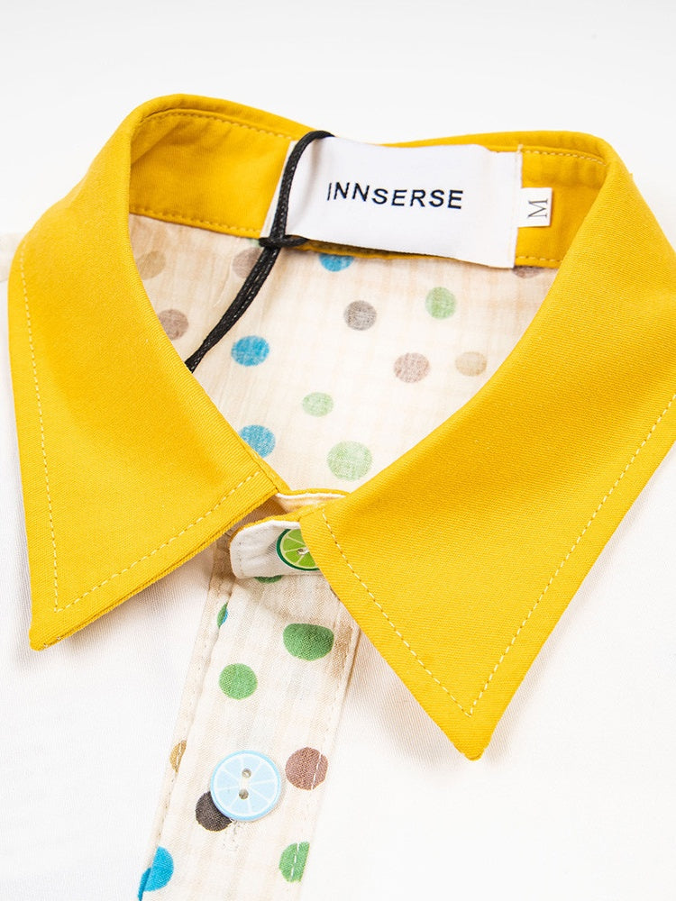 Cartoon Puppy Embroidery Hip Hop Dot Color-blocked Shirts