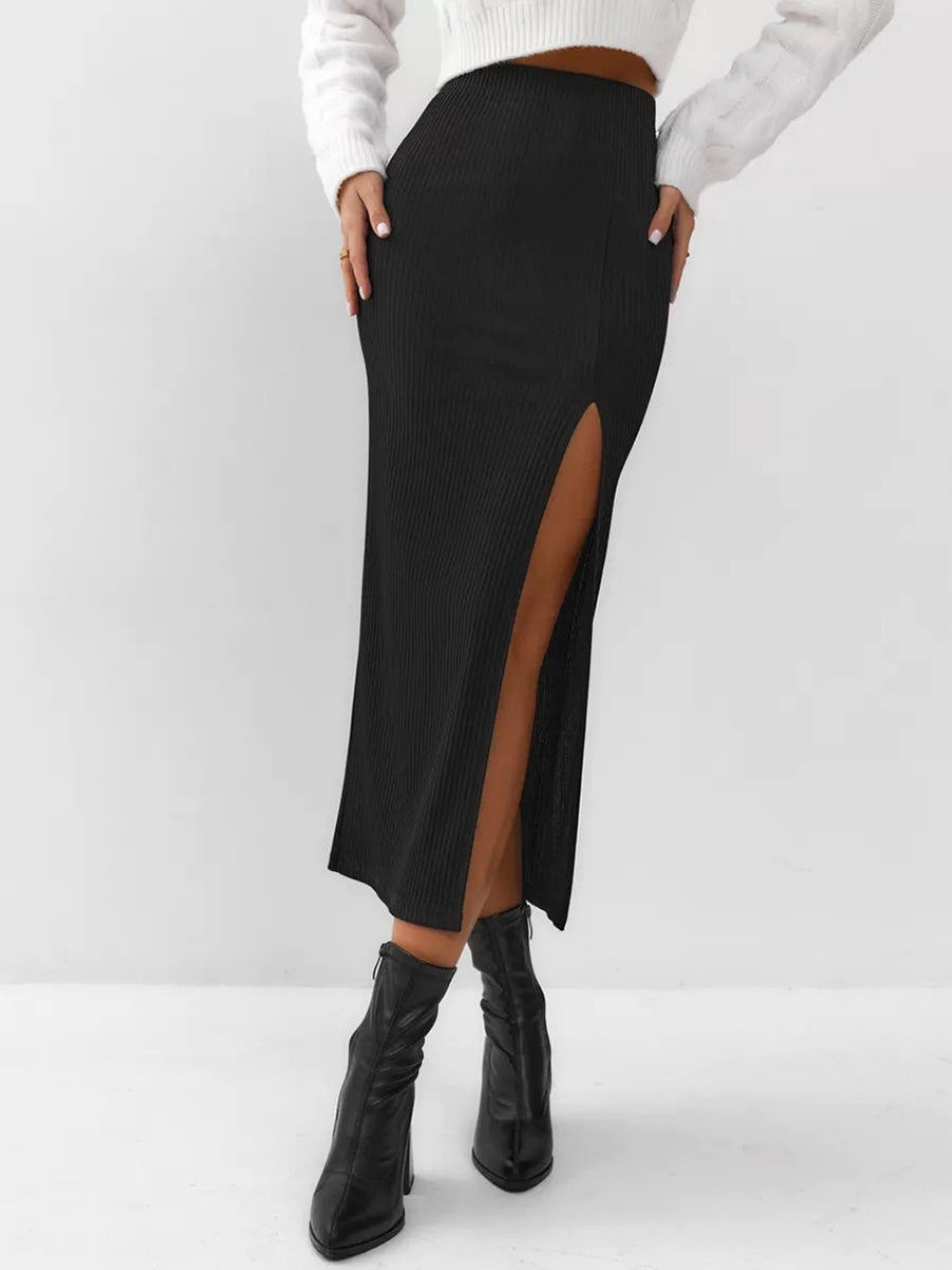 Bodycon Style With Slits Slim Fit Piping Daily Workplace Skirt