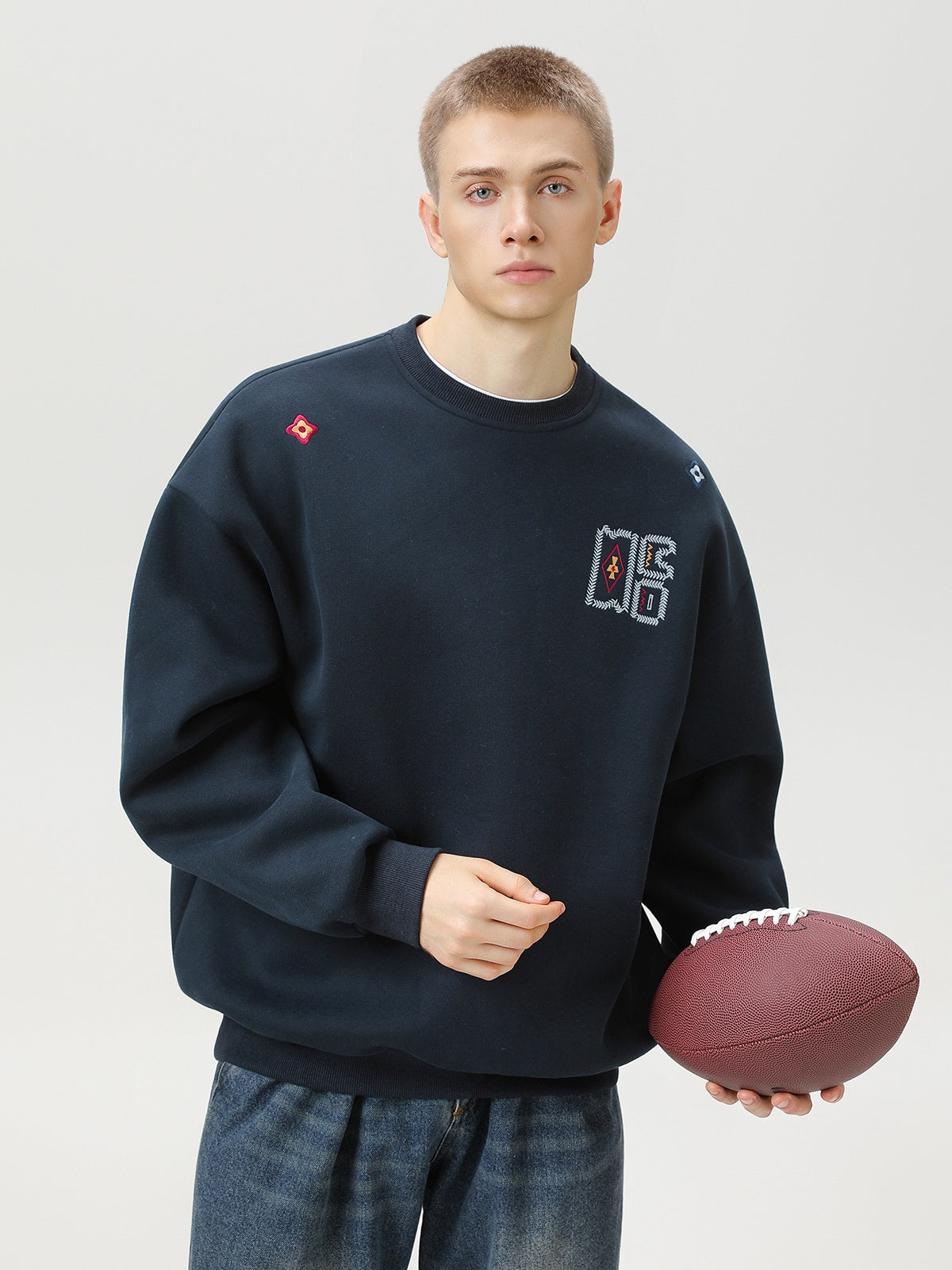 Liber Autumn Neutral wear Embroidered Pattern Pattern Sweatshirts