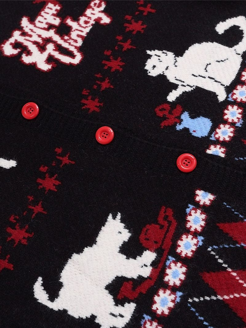 Christmas Taste Cartoon Puppy Cardigan Sweater