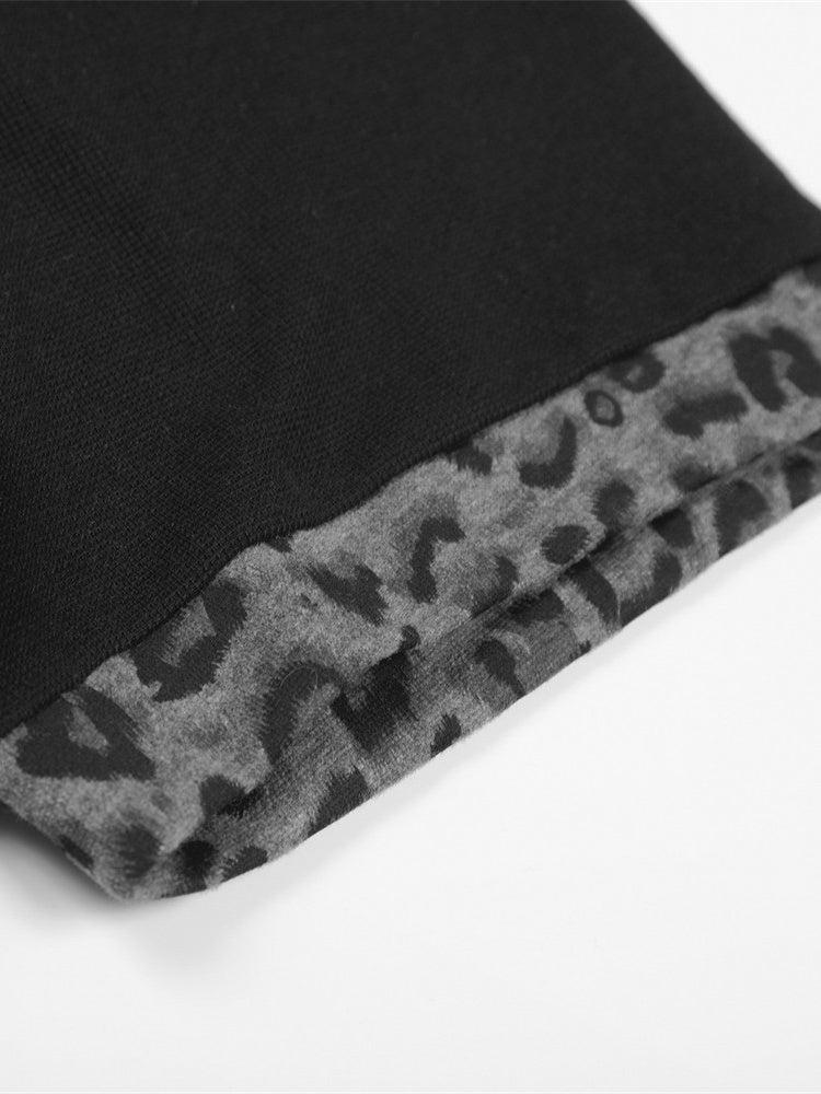 Abstract Printed Ins Leopard Print Patchwork POLO