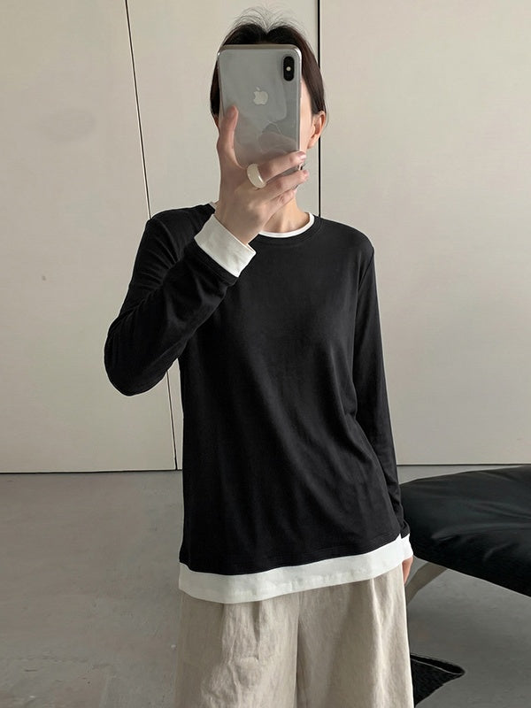Korean Style Faux Two-piece Knitwear