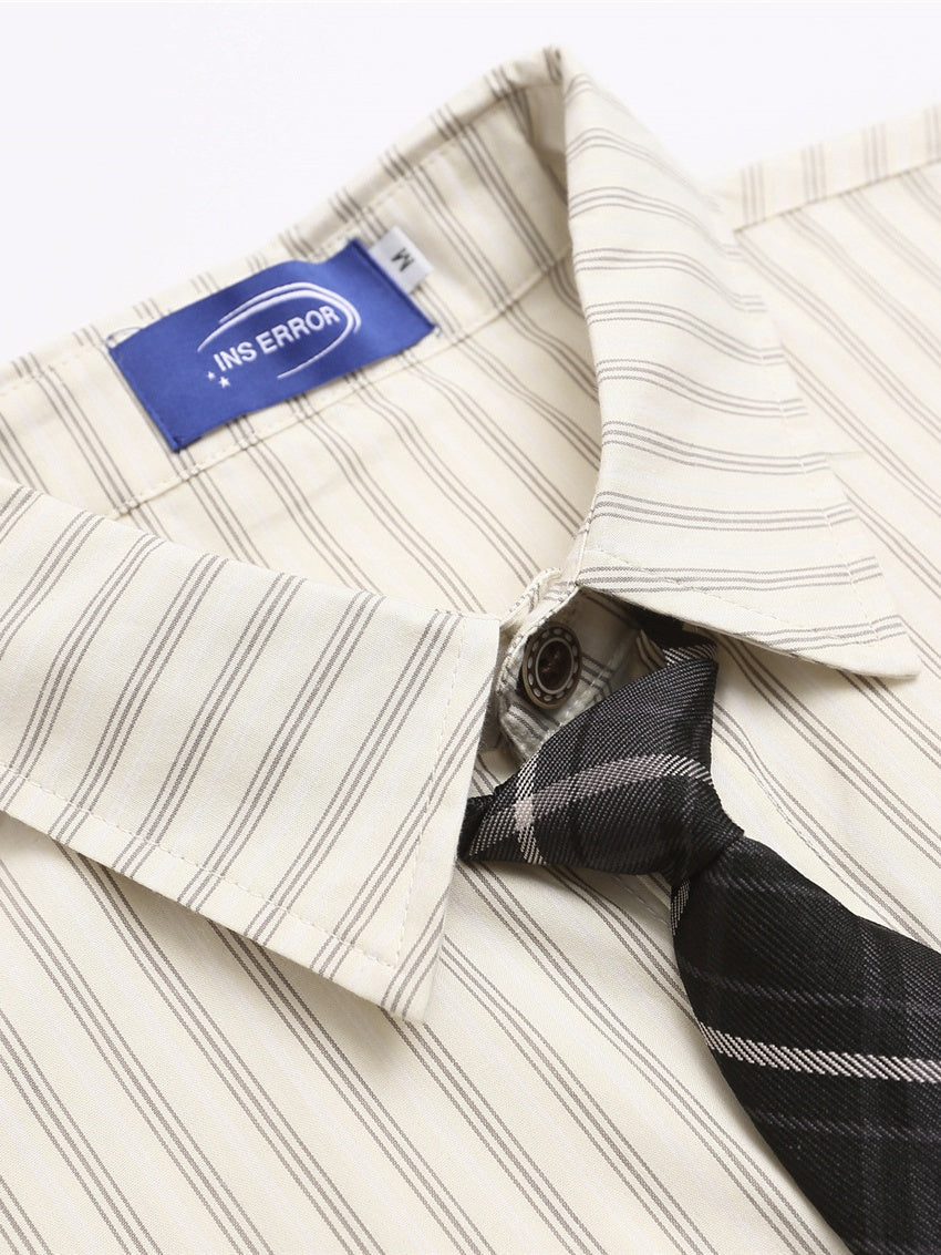 Liber Autumn Neutral wear Tie Stripes Shirts