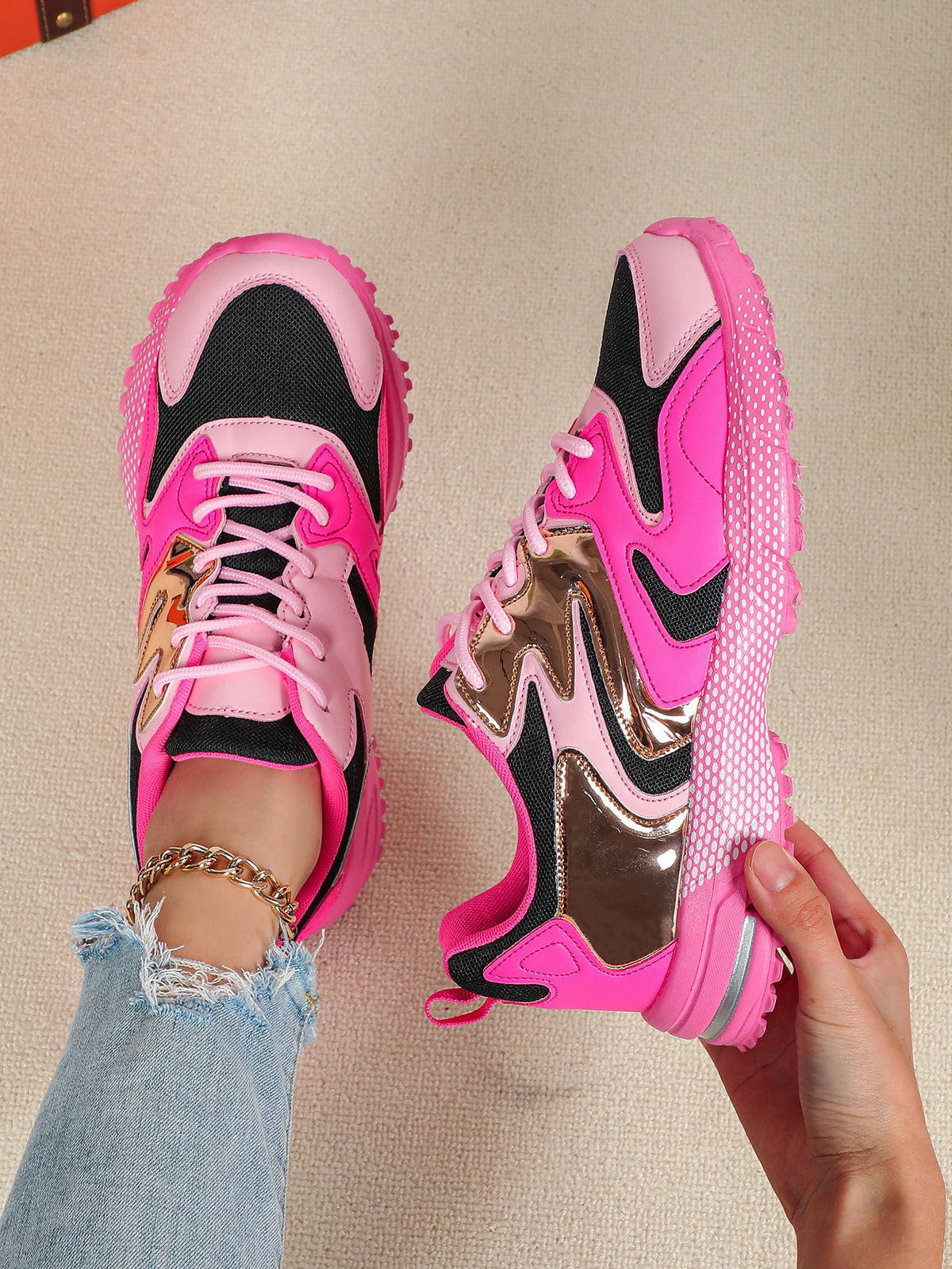 Color-blocked Platform Women's Casual Sneakers