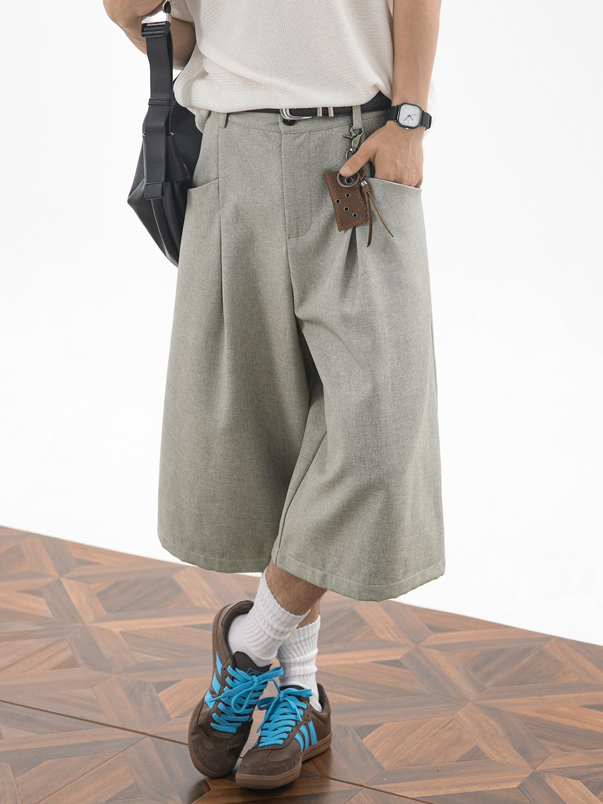 Imitation Linen Loose-fit 7 Points Dress Pants Shorts