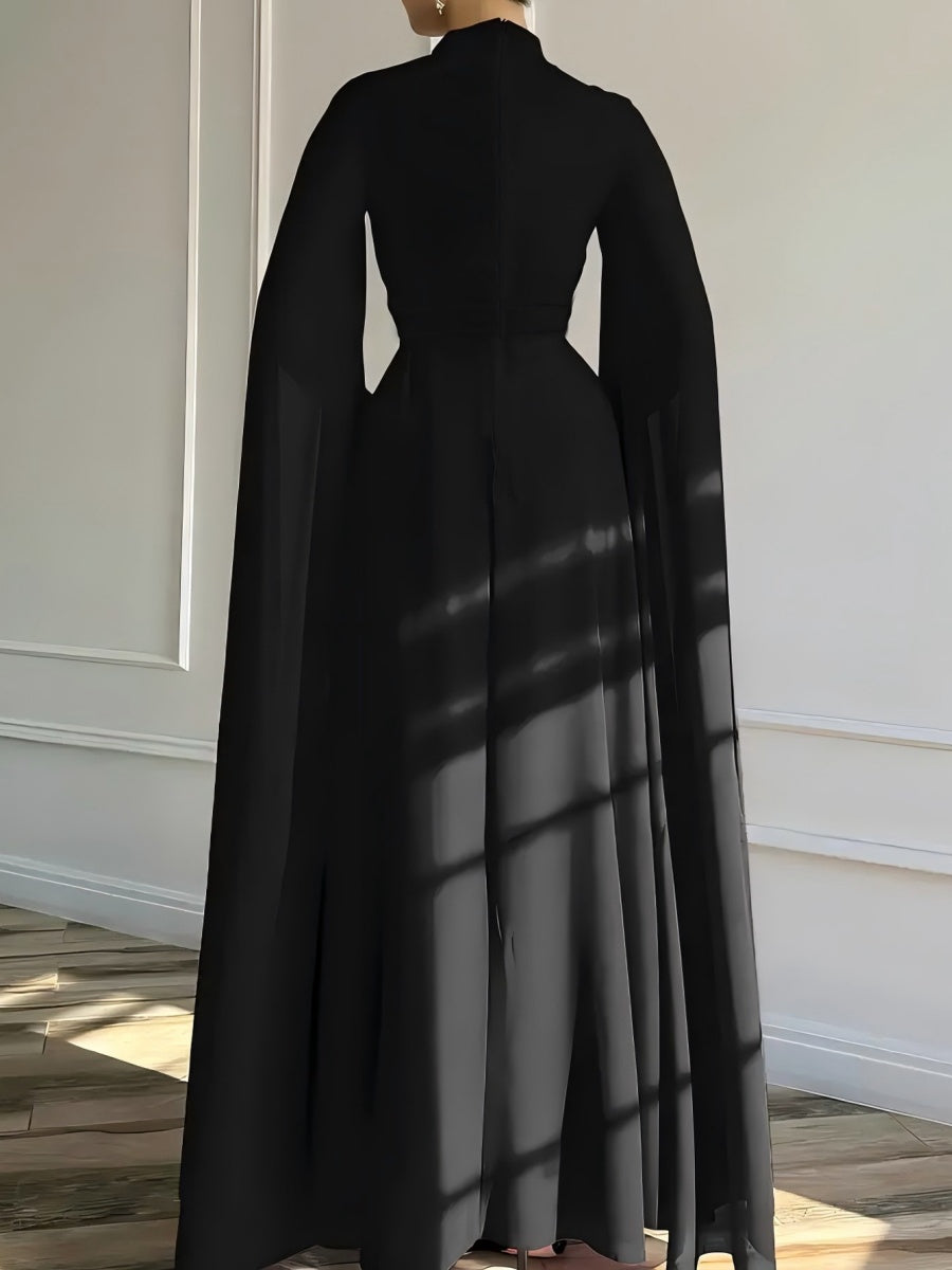 Chiffon-Faltenkleid, formelles Kleid, weites Bein, Mantel-Jumpsuit