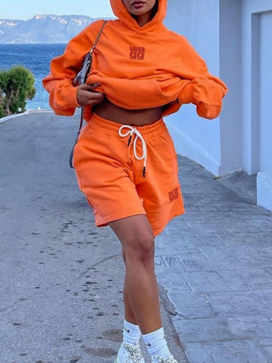 Liber Women's Autumn Hood Embroidered Two-piece Suit