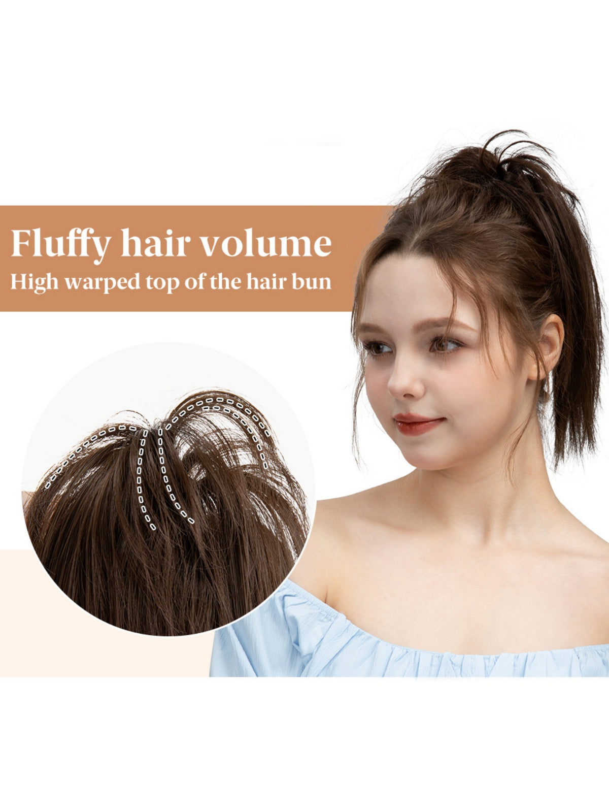 Ponytail Hair Clip Headpiece, Long Fringe Style High-temperature Silk Hair Clip Hair Tie Wig