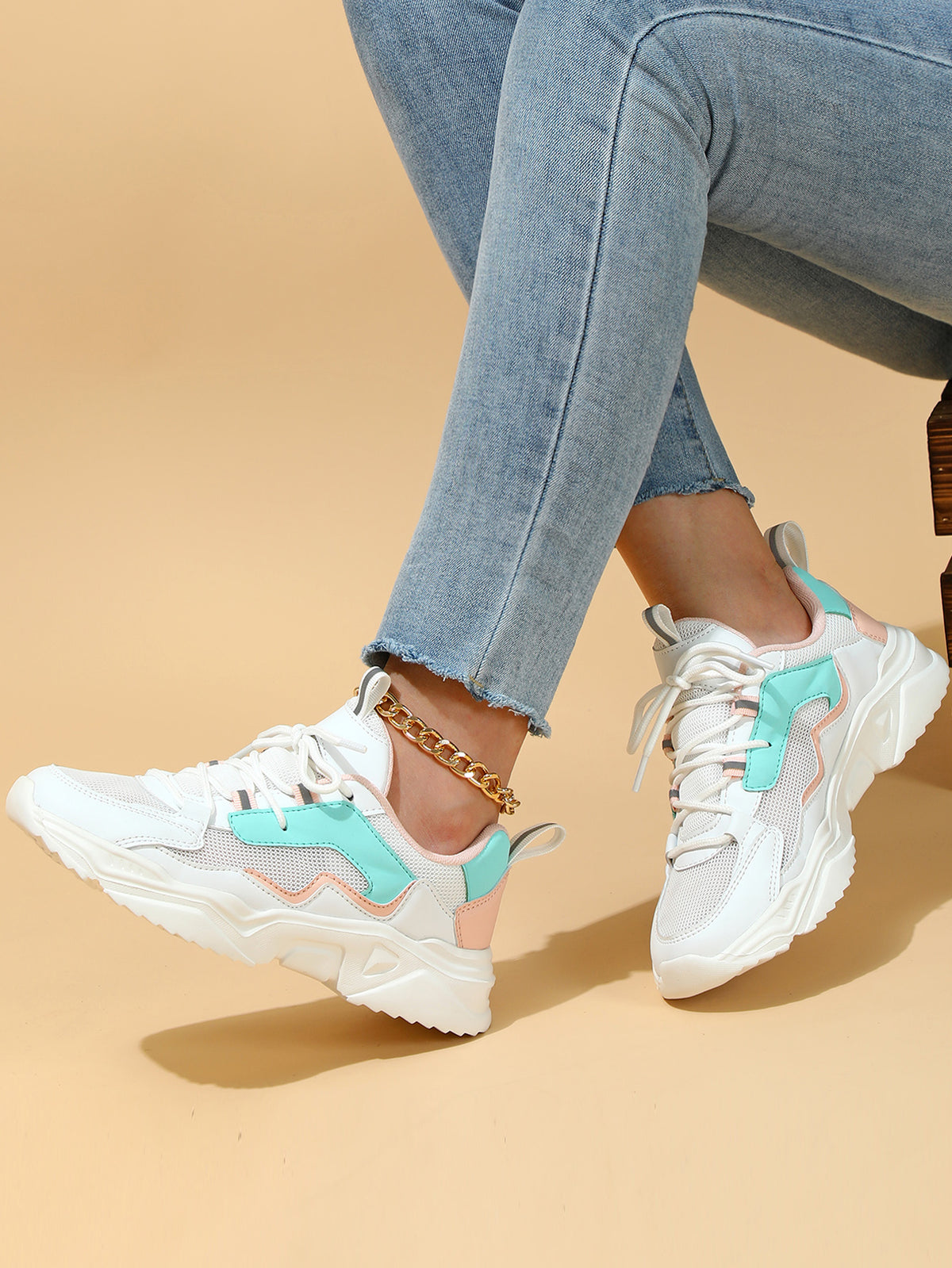 Color-blocked Platform Women's Casual Sneakers
